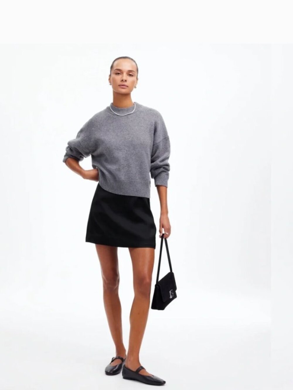 Madewell Black Satin Skirt - size 8